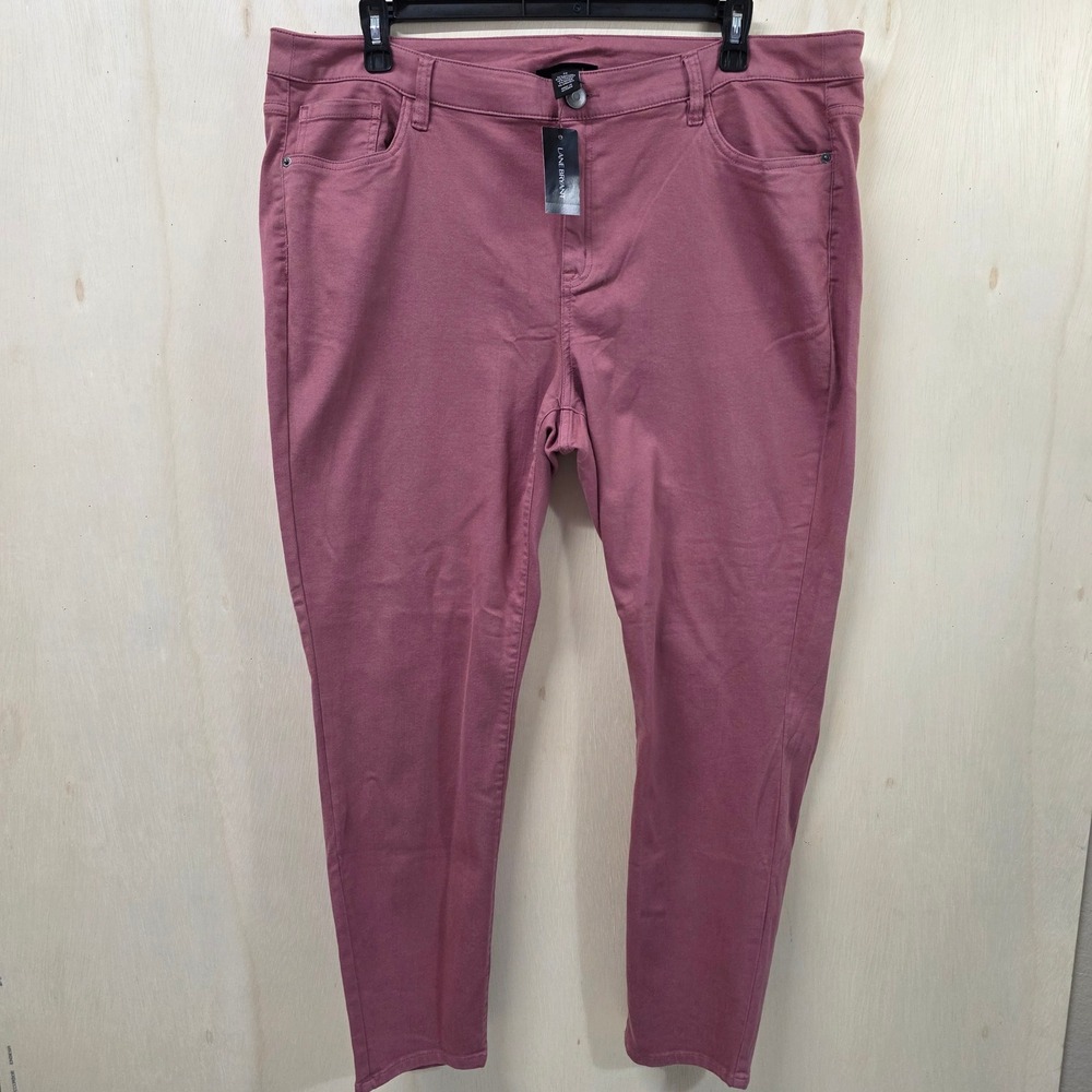 Lane Bryant Venezia Womens Pink Mid Rise Skinny Smoothing Stretch Pants Size 22